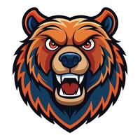 the head of a bear with an angry expression illustration logo vector