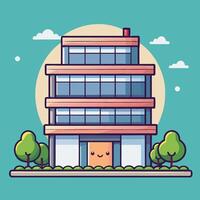 an illustration of a building with a door and windows vector