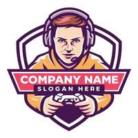 logo company man playing games with a controller vector