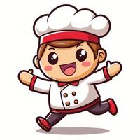 cartoon chef running and smiling vector