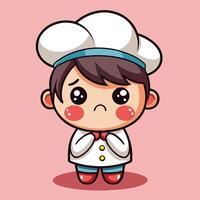 chef boy with sad face on a white background vector