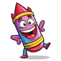 cartoon character of a colorful crayon character with arms up and legs spread vector