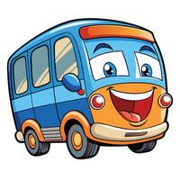 cartoon bus with smiling face illustration vector