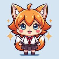 fox girl in school uniform by kawaii-fox vector