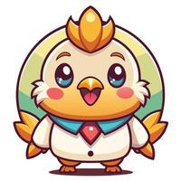 a cartoon chicken with a bow tie and a smile vector