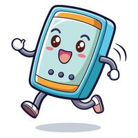 a cartoon phone running with its arms vector
