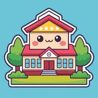 a cartoon house with a tree and a tree in front of it vector