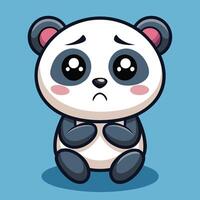 a cartoon panda bear sitting down with sad eyes vector
