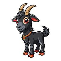 cartoon goat with horns and collar on white background vector