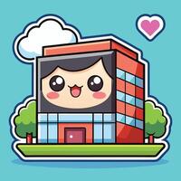 a cartoon character with a building and hearts vector