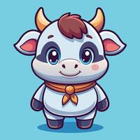 cartoon cow with a bow tie and a big horn vector