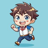 a cartoon boy running with a smile on his face vector