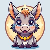 cartoon donkey with blue eyes and a collar vector