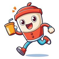 a cartoon character a cup of coffee on a white background vector