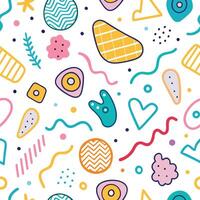 seamless pattern with colorful shapes and shapes on a white background vector
