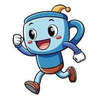 a cartoon character running with a cup in his hand vector