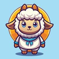 cartoon sheep character with blue eyes and a blue bow vector