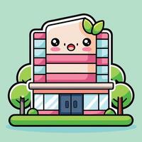 a cartoon cute building with a face on it vector