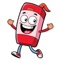 a cartoon red phone running with a happy face vector