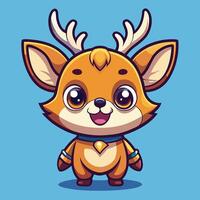 cartoon deer character with big antlers vector