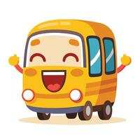 a cartoon school bus with happy face and arms up vector