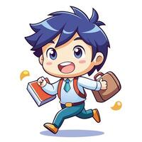 a cartoon boy running with a briefcase vector