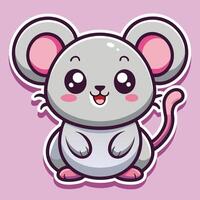 a cute mouse with pink eyes and pink nose on a white background vector