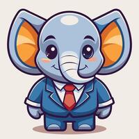 elephant wearing a suit and tie on a white background vector