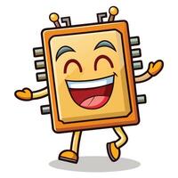 a cartoon character of a computer chip vector