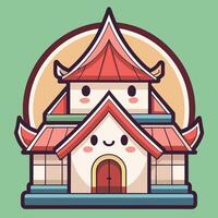 a cartoon house with a roof windows vector