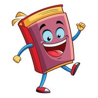 cute cartoon book character running and smiling vector