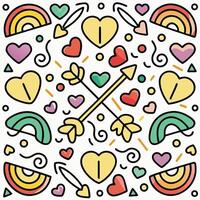 a colorful pattern with hearts and arrows on a white background vector