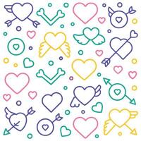 colorful hearts and arrows on a white background on a white background vector