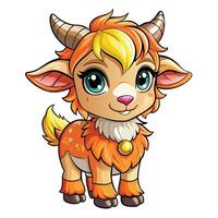 a cartoon goat with horns and a big head on a white background vector