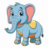cartoon elephant with yellow and blue eyes on a white background vector