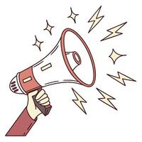 hand holding megaphone illustration on a white background on a white background vector