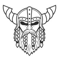 a viking helmet with horns and a beard vector