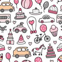seamless pattern with pink and white objects on a white background vector