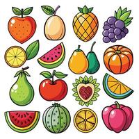 a collection of fruit and vegetables icons vector