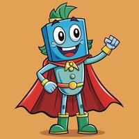 a cartoon robot in a cape and cape vector