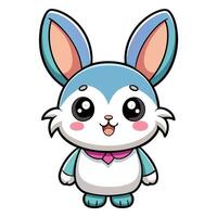 a cartoon bunny with big ears and a pink bow on a white background vector