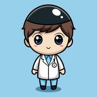 a cartoon doctor with blue eyes and a white coat vector