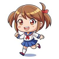 girl in a sailor uniform running on a white background vector