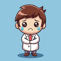 a cartoon doctor crying on a white background on a white background vector