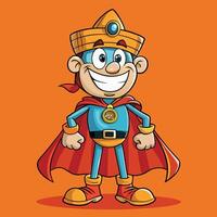 cartoon superhero with a cape on a white background vector
