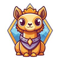a cartoon llama with a blue collar on a white background vector