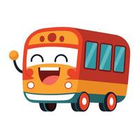 a cartoon bus with a smile on its face on a white background vector