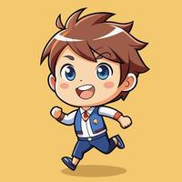 boy running with a smile on his face on a white background vector