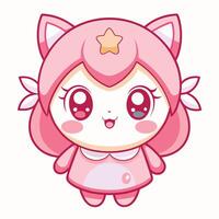 a cartoon character with pink hair a on a white background vector