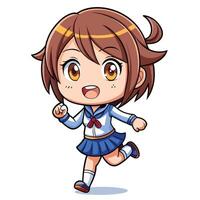 a cartoon girl in a sailor uniform running on a white background vector